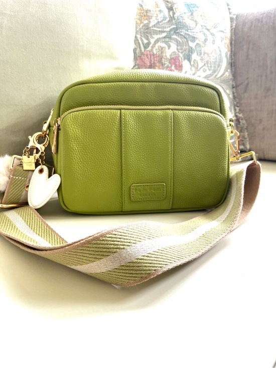 Pom Pom London Handbags - Pom Pom London Greenwich Crossbody Bag in Green with straps and charms